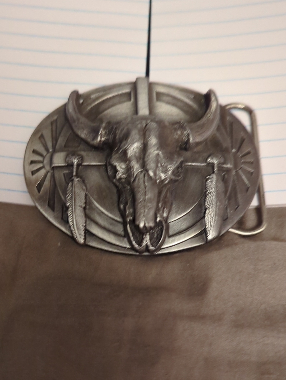 Western Bull Skull Belt Buckle - Antique Silver
